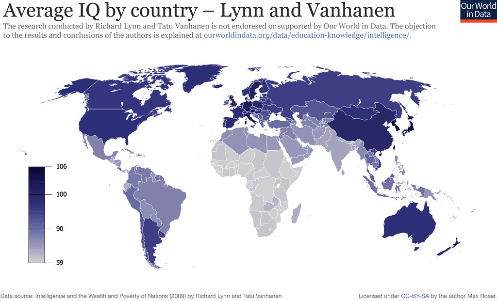 Average IQ Score By Country Up To 242 Countries And Regions 